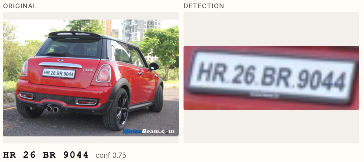 Car plate detection preview